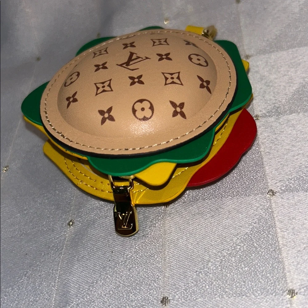 LV Monogram Beige Leather Coin Pouch Keychain